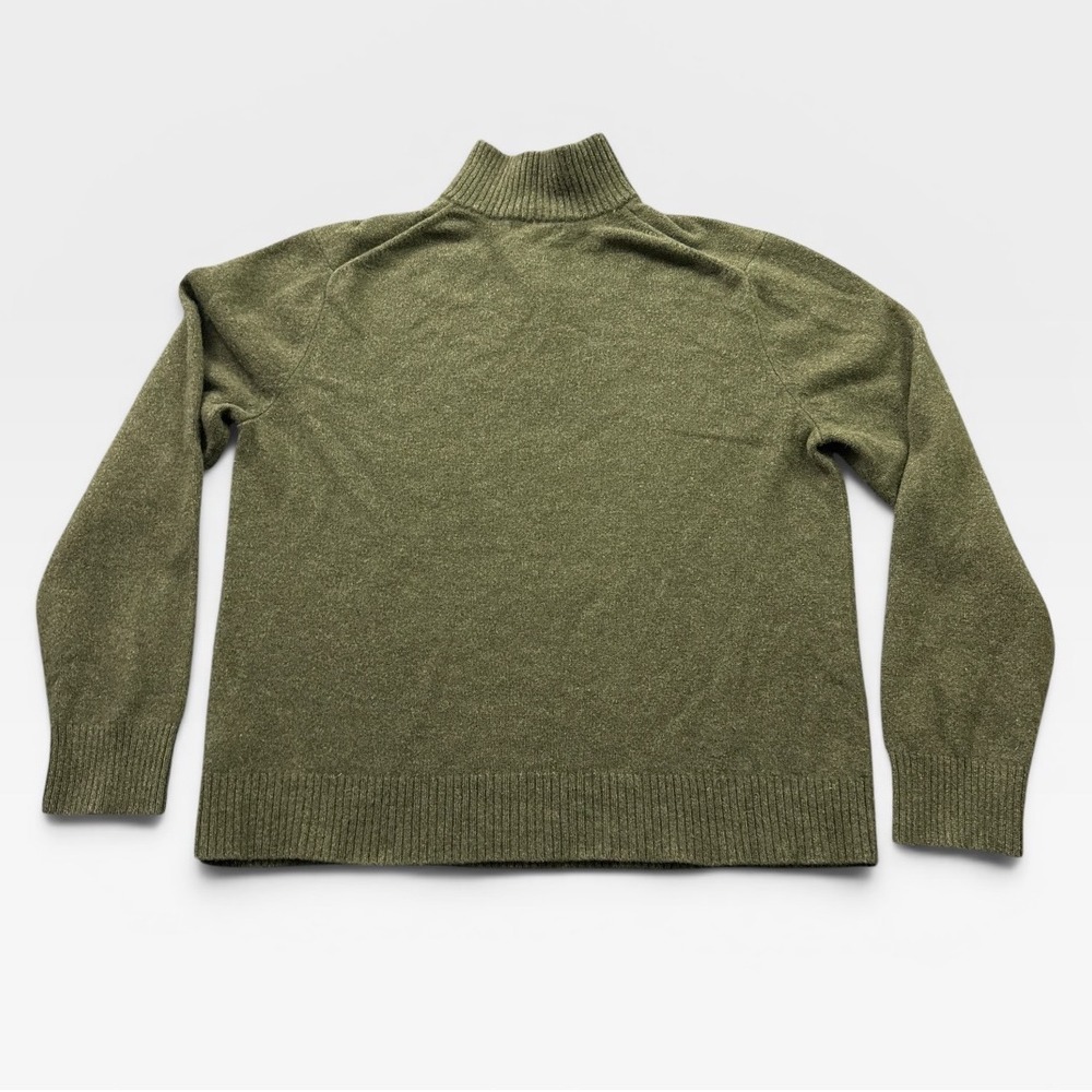 Banana Republic Quarter Zip Sweater Mens XL Olive Green Lambswool Cashmere Knit - Picture 3 of 9
